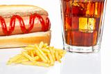Hot dog, soda and french fries