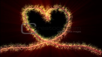 Valentine heart shape with light rays