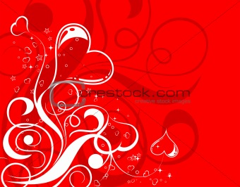Valentines Day background with hearts and flowers