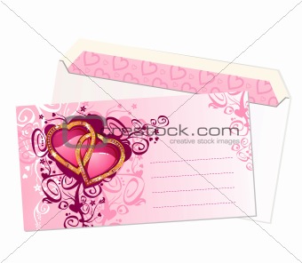 valentine's postcard and envelope / vector
