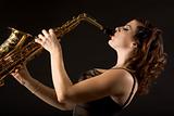Retro female saxophonist