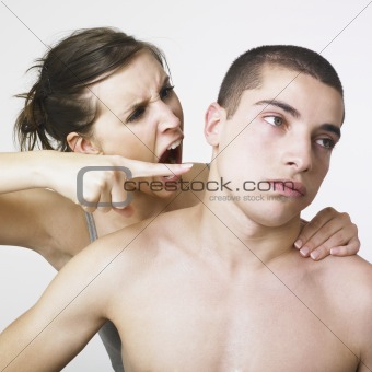 Lady screaming at boyfriend