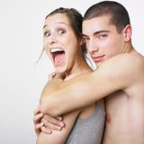 Funny couple embracing