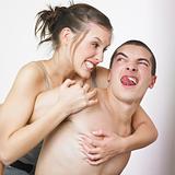 Young Couple Making Faces