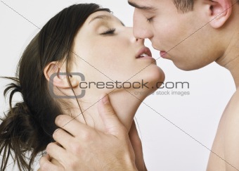 Young couple about to kiss