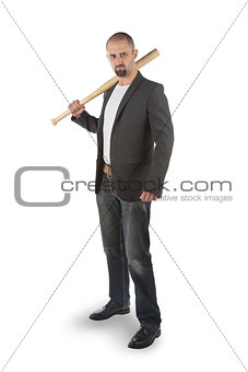 Angry man with baseball bat