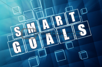 smart goals in blue glass cubes