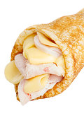 Crepe stuffed with cheese and ham