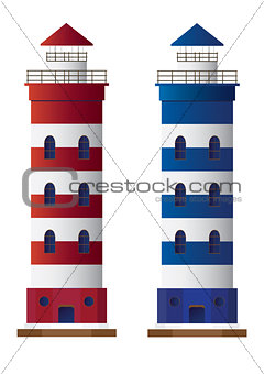 Vector lighthouse isolated on white background.