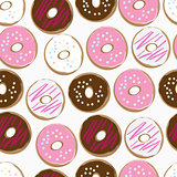 Seamless background of assorted doughnuts