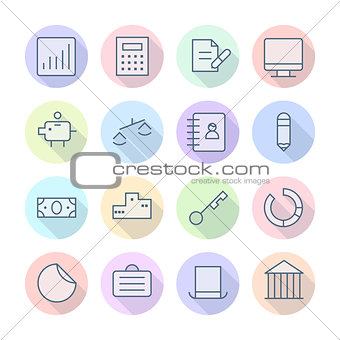 Thin Line Icons For Business and Finance