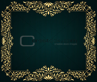 Vector vintage greeting card with  golden floral pattern