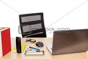 desktop with a notebook