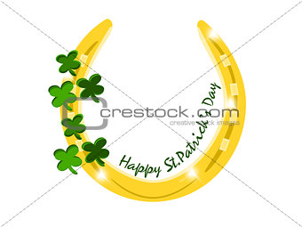 gold horseshoe with text