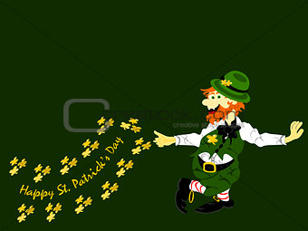 leprechaun leaning with text