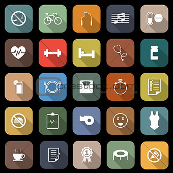 Wellness flat icons with long shadow