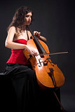 Young Woman Playing Violoncello