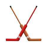 Two crossed hockey sticks for goalies