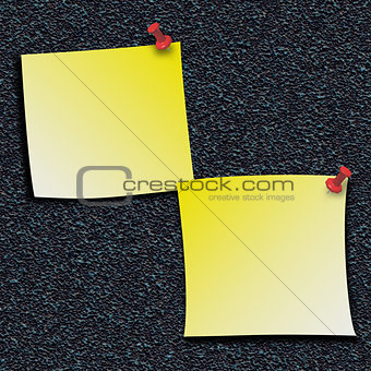Yellow Stick Notes with push pins