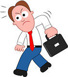 Cartoon Businessman Angry and Walking.
