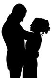 just married couple silhouette, vector