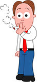 Cartoon Businessman Smoking.