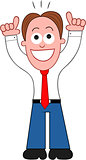 Cartoon Businessman Happy and Thanking God.
