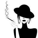 Abstract portrait of a sexy woman smoking