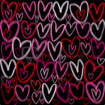 Hearts over black background