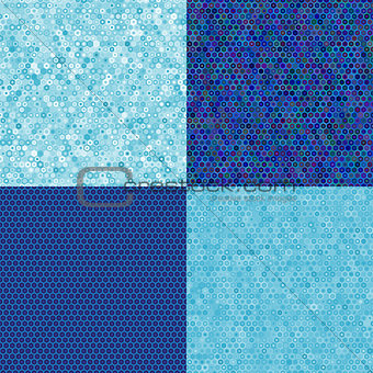 set of blue seamless texture of hexagons