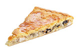 Slice of pie with mushrooms and chicken