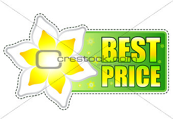 best price green label with spring flower