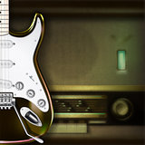 Abstract background with electric guitar and retro radio