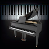 abstract black background with grand piano