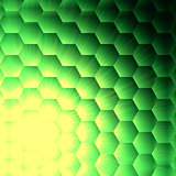 abstract yellow lights in green hexagons background