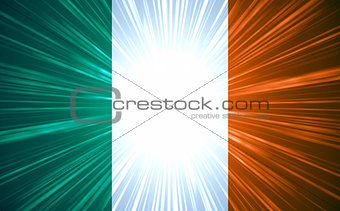 Irish flag with light rays