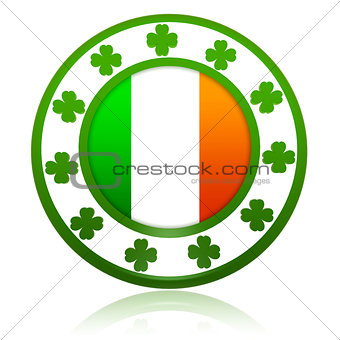 Irish flag in circle with shamrocks