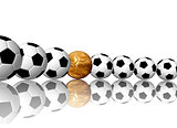 soccer balls in row