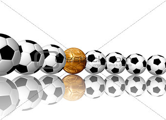 soccer balls in row