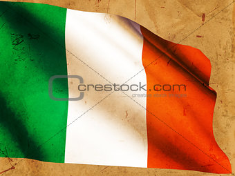 Irish flag over old paper background