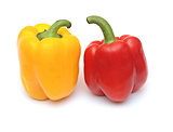 fresh yellow and red bell peppers isolated on white