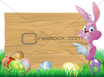 Pink Easter eggs sign Easter bunny
