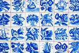 Handmade traditional Portugese Tile (azulejos), Lisbon, Portugal