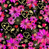 Valentine seamless dark floral pattern