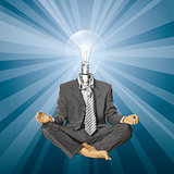 Vector Lamp Head Businessman in Lotus Pose Meditating