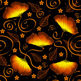 Pattern with fiery flowers