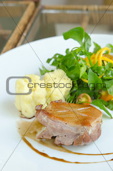 Roasted duck breast with salad