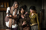 Steampunk Trio with Phone