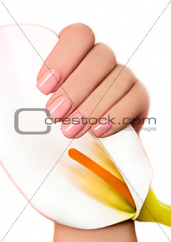 Manicure with gel coating.