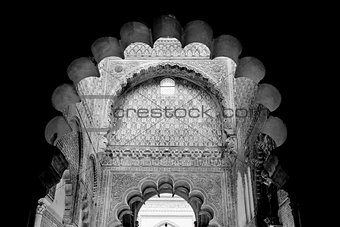 Mosque arch, Interior detail with beautiful decoration. Black an